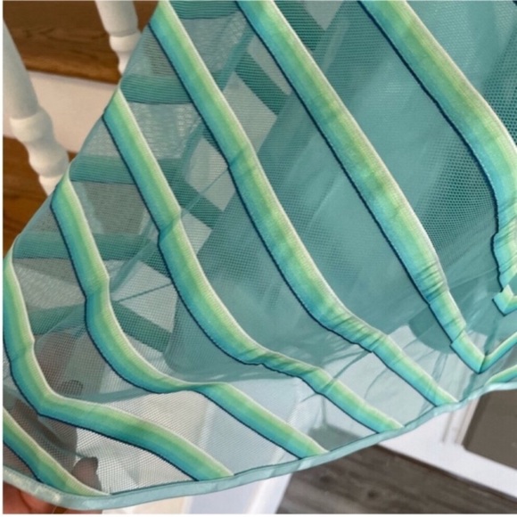 Betsey Johnson Black Label Aqua Blue Chevron Striped Party Dress Sz 4 Like New! - Picture 8 of 10